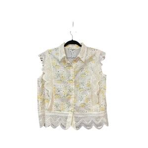 Ultra Pink Top Women XL Floral Yellow